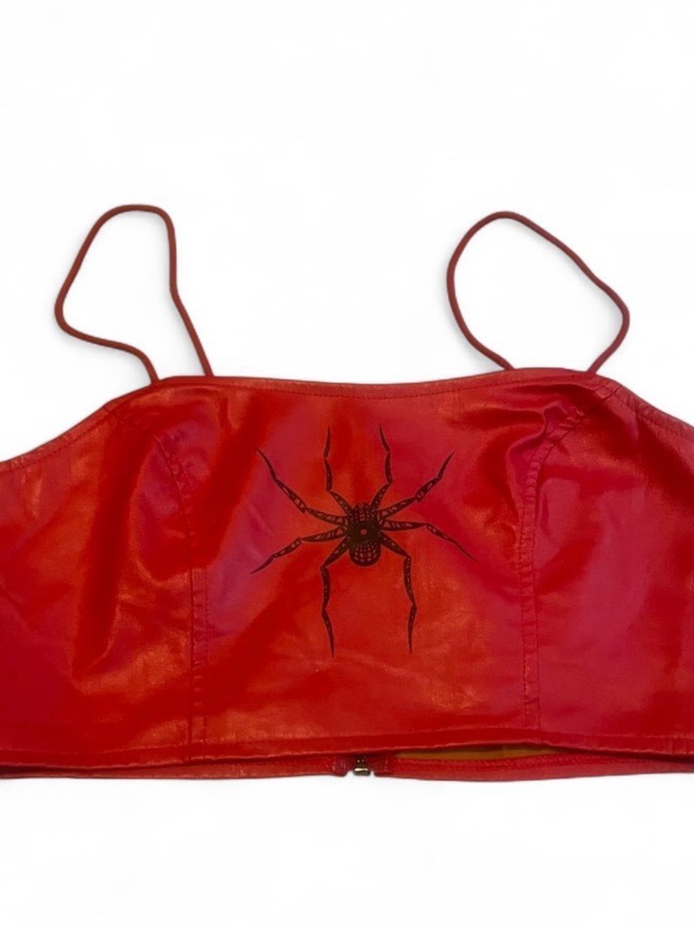 SHEIN‎ Red Faux Leather Spider Graphic Crop Top